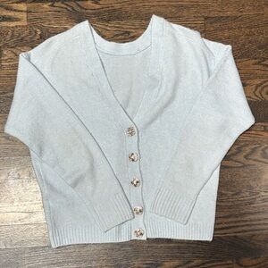 CeCe Light Blue Cardigan with Embellished Buttons